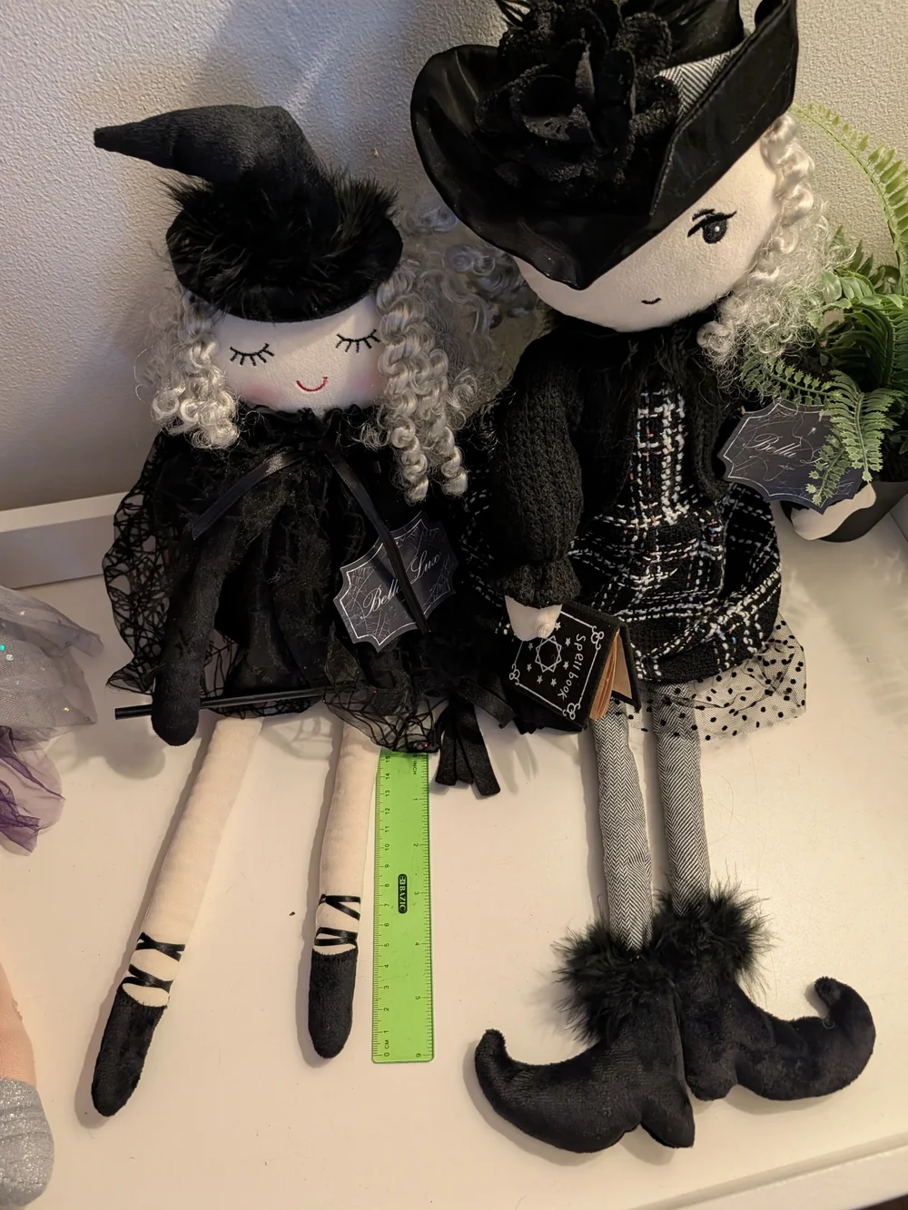 Black Witch Doll Home Accent Set - Decorative Plush Figurines